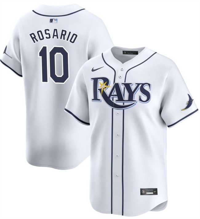 Mens Tampa Bay Rays #10 Amed Rosario White Home Limited Stitched Baseball Jersey Dzhi->tampa bay rays->MLB Jersey